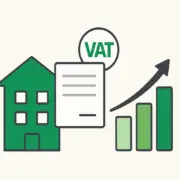 Ikony przedstawiające firmę, dokument i rosnący słupek symbolizujący wyższy limit zwolnienia z VAT od 2026 roku